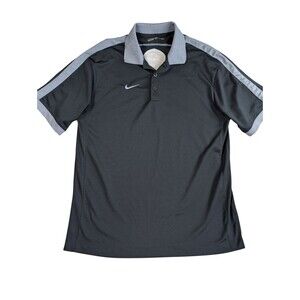 Nike Polo Shirt Mens Medium Black Golf Dri-Fit IMPACT Collection Logo